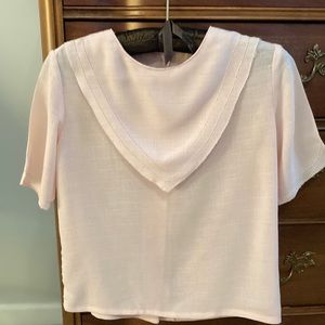 Petite pink shirt sleeve blouse. Anna Kriste.
